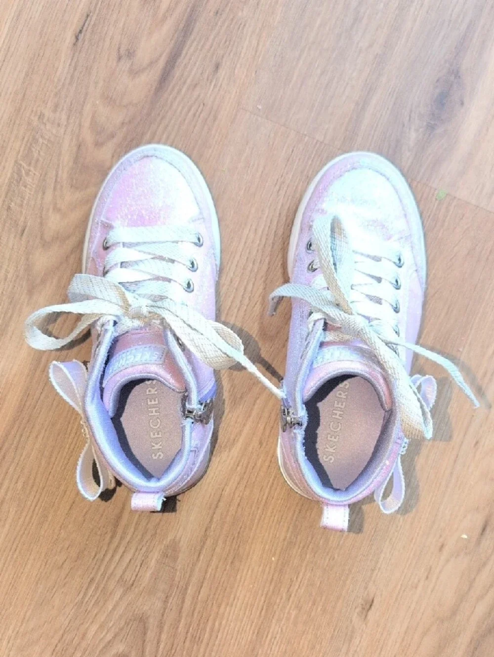 Skechers Kids Glitter High-Top Sneakers - Light Pink